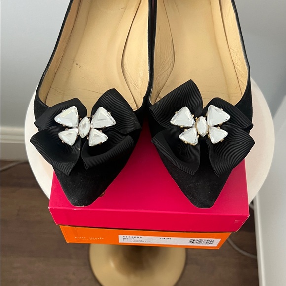 Kate Spade New York Black Suede Grosgrain Becca Flats Shoe Size 10 - Picture 3 of 8